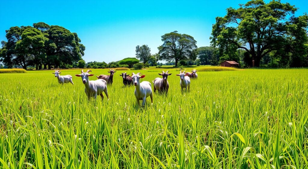 Mombasa Grass Feeding Goats