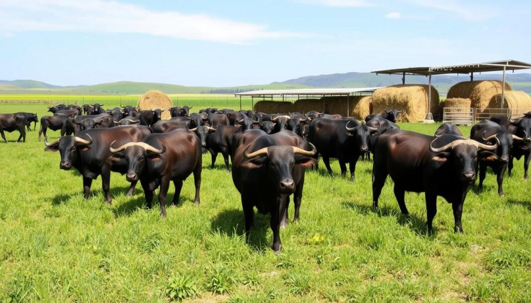 How much feed for buffalo per day