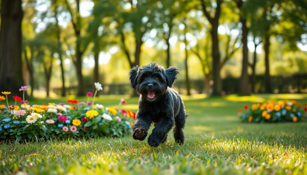 black cockapoo exercise