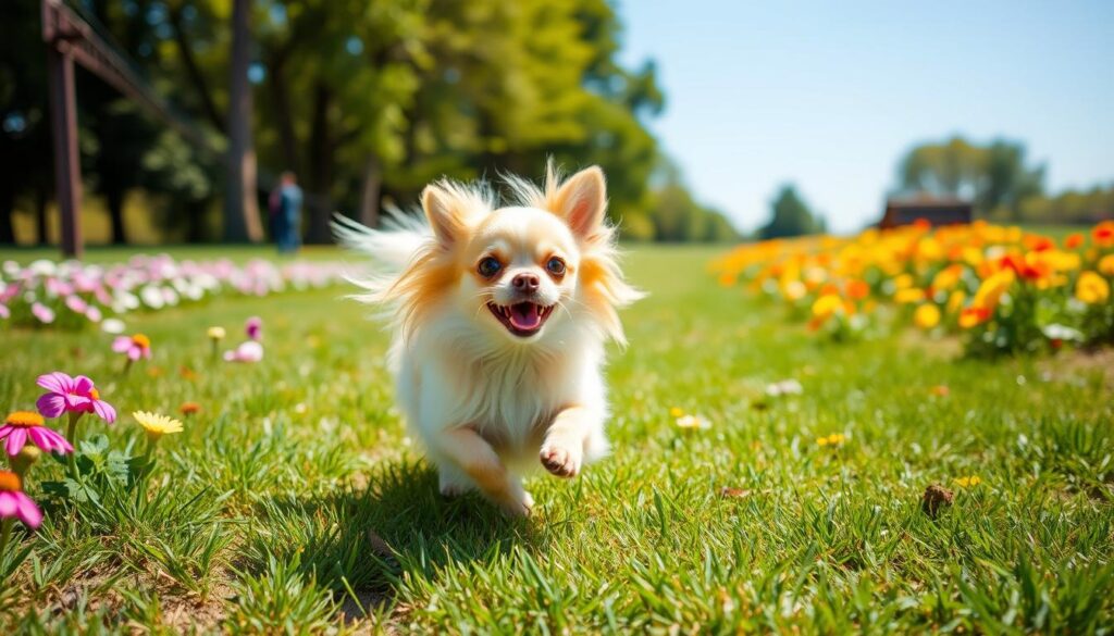 Long Haired Chihuahua exercising