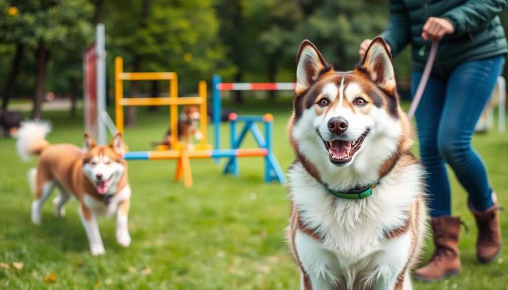 akita husky mix training